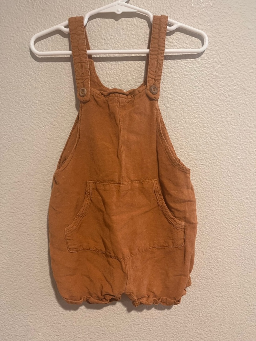 Zara Baby Linen Viscose Earthy Brown Overall Shorts Romper 18-24 M